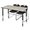 Regency Regency Kee 48 x 24 in. Adjustable Classroom Table- Maple & 2 Zeng Stack Chairs- Black MT4824PLAPBK44BK - alternate 1